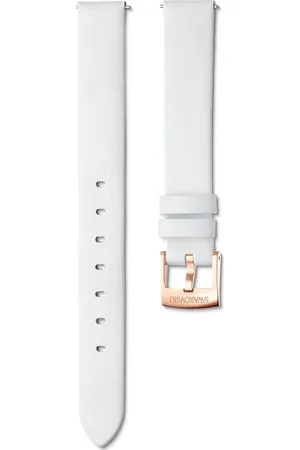 Swarovski Correa de reloj, 14 mm (0,55") de ancho, Piel, Blanca, Acabado tono oro rosa