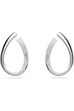 Swarovski Pendientes de aro Exist, Medianos, Blancos, Baño de rodio
