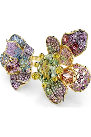 Swarovski Anillo Idyllia, Tallas mixtas, Pavé, Flor, , Baño tono oro