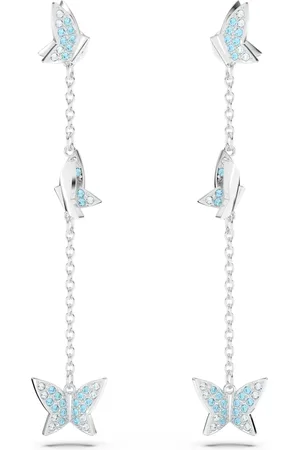 Swarovski Pendientes Idyllia Lilia, Mariposa, Azules, Baño de rodio