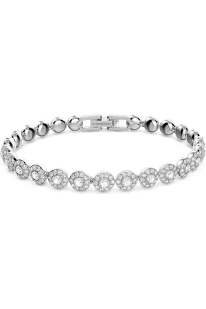 Swarovski Pulsera Tennis Angelic, Talla redonda, Pequeña, Blanca, Baño de rodio