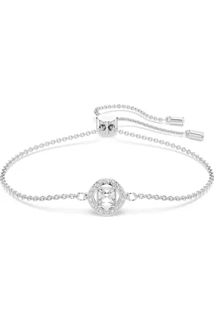 Swarovski Pulsera, Talla redonda, Blanca, Baño de rodio
