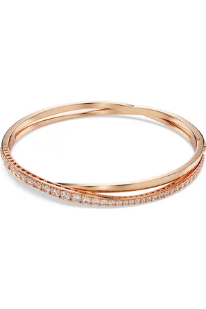 Swarovski Pulsera Twist, Blanca, Baño tono oro rosa