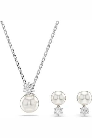 Swarovski Conjunto Matrix, Perla de cristal, Talla redonda, , Baño de rodio