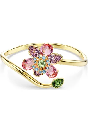 Swarovski Brazalete, Tallas mixtas, Flor, Multicolor, Baño tono oro