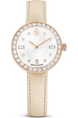 Swarovski Reloj Certa, Fabricado en Suiza, Correa de piel, Gris, Acabado tono oro rosa