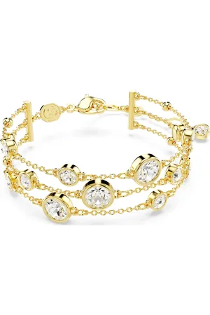 Swarovski Pulsera ancha Imber, Talla redonda, Blanca, Baño tono oro