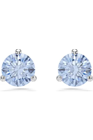 Swarovski Pendientes de botón Solitaire, claro, Baño de rodio