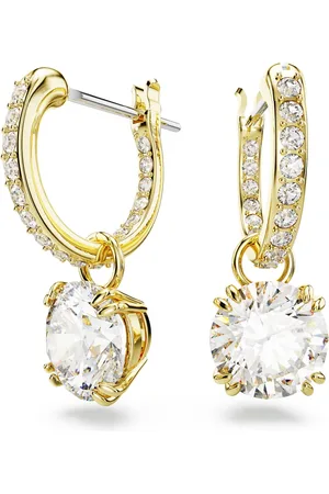 Swarovski Pendientes Constella, Talla redonda, Blancos, Baño tono oro