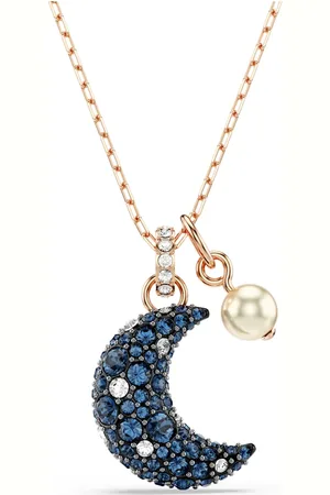 Swarovski Colgante Luna, Perla de cristal, Luna, Multicolor, Baño tono oro rosa