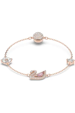 Swarovski Pulsera Dazzling Swan, Cierre magnético, Cisne, , Baño tono oro