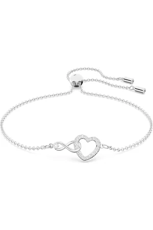 Swarovski Pulsera Infinity, Infinity y corazón, Blanca, Baño de rodio