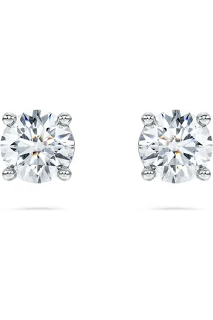 Swarovski Pendientes de botón solitario Eternity, Diamantes creados en laboratorio (peso total de 1 quilate), Forma redonda, Oro de 18 quilates