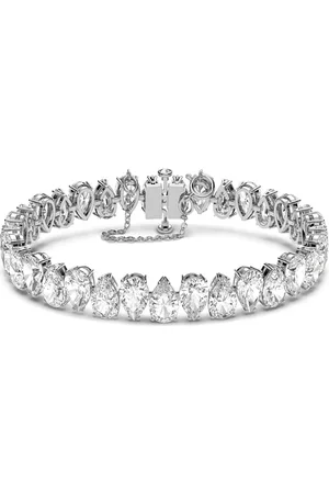 Swarovski Pulsera Matrix, Talla pera, Blanca, Baño de rodio