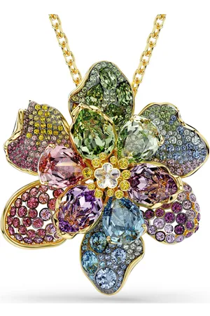 Swarovski Colgante y broche Idyllia, Tallas mixtas, Pavé, Flor, , Baño tono oro