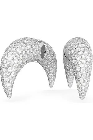 Swarovski Pendientes de botón Sublima, Luna, Grandes, Blancos, Baño de rodio