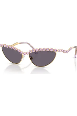 Swarovski Gafas de sol, Forma de ojo de gato, Moradas