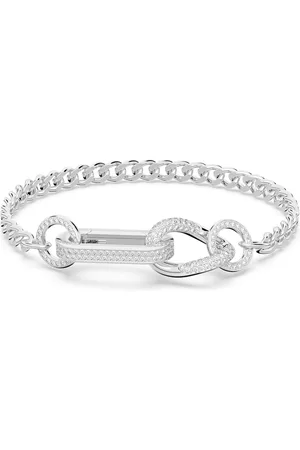 Swarovski Pulsera Dextera, Pavé, Mezcla de eslabones, Blanca, Baño de rodio