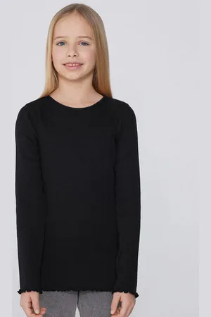 Tezenis Camiseta Manga Larga Cuello Redondo de Canalé y Punto Sobrehilado Niña Chica Tamaño 6-7