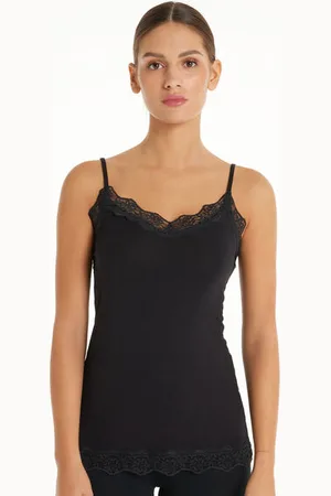 Tezenis Camiseta Tirantes Finos Escote Pico Viscosa Encaje Mujer Tamaño XL