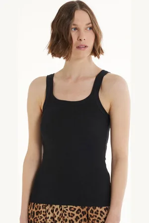 Tezenis Camiseta de Tirantes con Escote Cuadrado de Canalé de Algodón Mujer Tamaño L