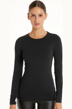 Tezenis Camiseta Manga Larga Cuello Redondo Algodón Elástico Mujer Tamaño M