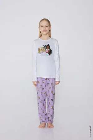 Tezenis Pijama Largo Algodón Estampado Barbie para Niña Chica Tamaño 6-7