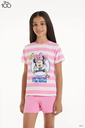Tezenis Pijama Corto de Algodón con Estampado de Minnie de Disney Chica Tamaño 4-5