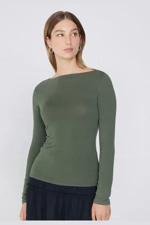 Tezenis Camiseta de Manga Larga con Cuello Barco de Viscosa Mujer Tamaño S