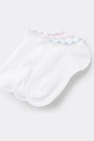 Tezenis 3 Pares de Calcetines Tobilleros con Refuerzos de Algodón Estampados para Niña Chica Tamaño 34-36
