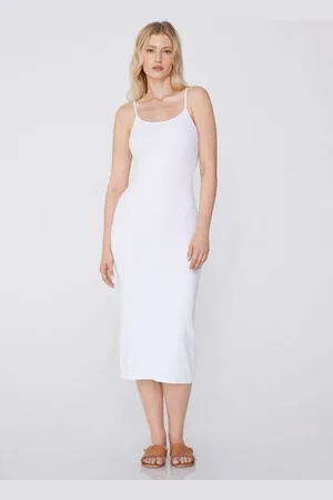 Tezenis Vestido Midi de Canalé de Algodón con Tirantes Finos Mujer Tamaño M