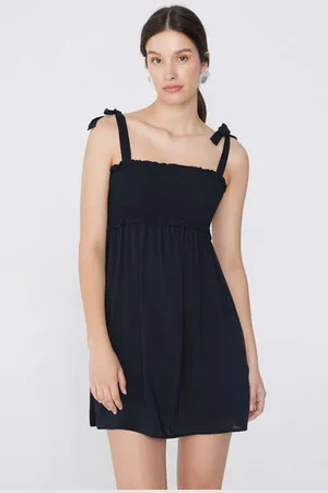 Tezenis Vestido Corto de Tela de Viscosa con Punto Smock Mujer Tamaño M