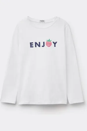 Tezenis Camiseta Manga Larga Algodón con Estampado para Niña Chica Tamaño 2-3