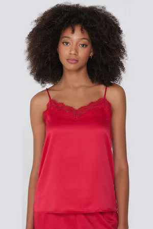 Tezenis Camiseta de Tirantes Finos de Raso y Encaje Mujer Tamaño XS