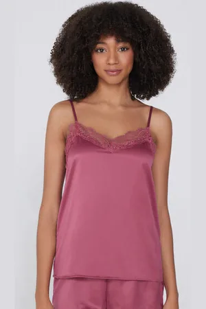 Tezenis Camiseta de Tirantes Finos de Raso y Encaje Mujer Tamaño XS