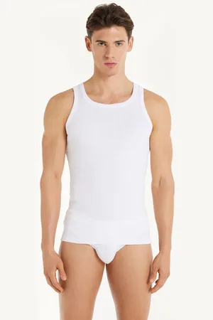 Tezenis Camiseta de Tirantes Canalé Tirantes Anchos Algodón Hombre Hombre Tamaño XXL