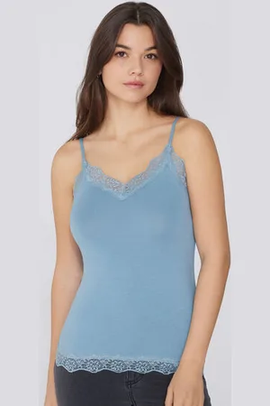 Tezenis Camiseta Tirantes Finos Escote Pico Viscosa Encaje Mujer Tamaño M