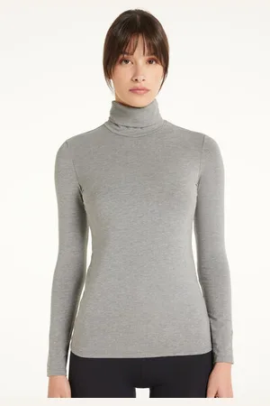 Tezenis Camiseta con Cuello Alto de Algodón y Modal Térmico Mujer Tamaño XL