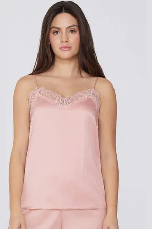 Tezenis Camiseta de Tirantes Finos de Raso y Encaje Mujer Tamaño S