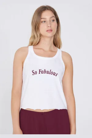 Tezenis Top Corto de Algodón con Estampado y Punto Festoneado Mujer Tamaño M
