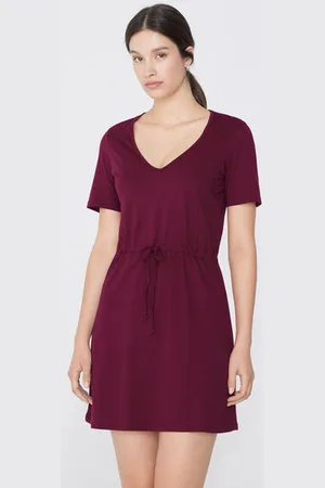 Tezenis Vestido Corto de Manga Corta de Algodón con Escote Pico Mujer Tamaño M