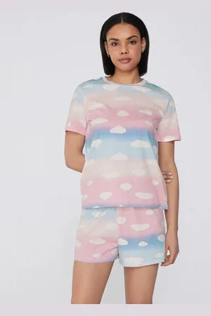 Tezenis Pijama Corto Manga Corta Algodón Estampado Nubes Mujer Tamaño L