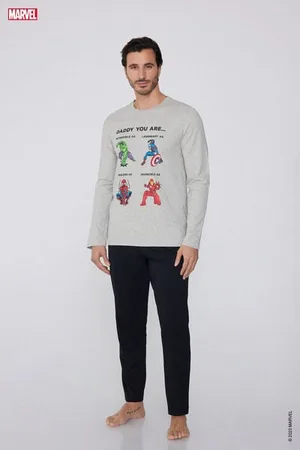 Tezenis Pijama Largo de Algodón con Estampado Integral Avengers Hombre Tamaño M