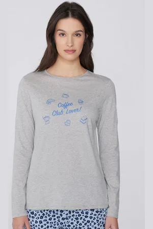 Tezenis Camiseta Manga Larga de Algodón Estampado Mujer Tamaño M