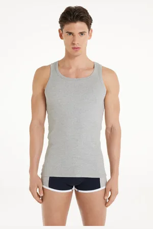 Tezenis Camiseta de Tirantes Canalé Tirantes Anchos Algodón Hombre Hombre Tamaño XL