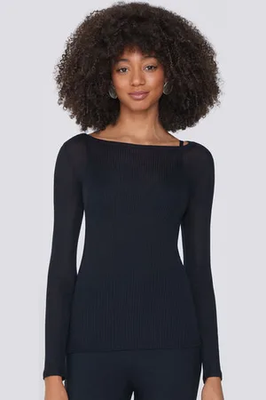 Tezenis Camiseta Manga Larga Escote Barco Canalé Mujer Tamaño S