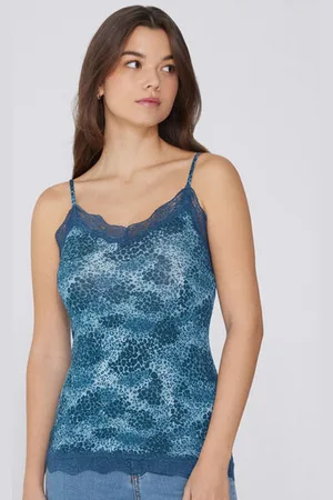 Tezenis Camiseta de Tirantes con Escote de Pico y Encaje Mujer Tamaño L