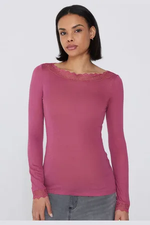Tezenis Camiseta Manga Larga Escote Barco Encaje/Lana Merina Mujer Tamaño M