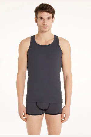 Tezenis Camiseta de Tirantes Canalé Tirantes Anchos Algodón Hombre Hombre Tamaño M