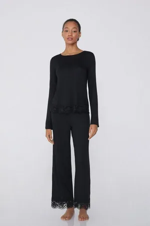 Tezenis Pijama Largo de Viscosa con Encaje Mujer Tamaño XL